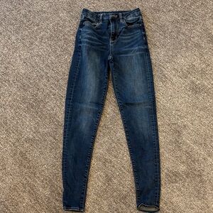 American Eagle, dark wash jegging skinny jean high-rise size 2 extra long